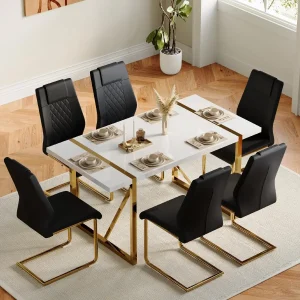 7 Piece Dining Table Set for Dining Room for 6