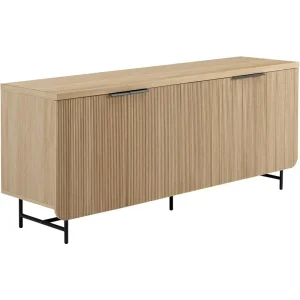 Modern Scandinavian Fluted Door Kitchen Storage Sideboard Buffet Cabinet Console, 69 Inch