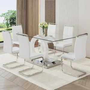 Glass Dining Table Set for 6