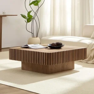 Walnut Coffee Table Modern Handcraft Drum Wooden Solid Wood Veneer