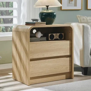 25" Tall Modern Nightstand with Charging Station, 23.6'' Wide