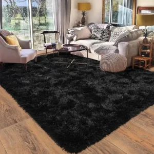 8x10 Area Rugs, Ultra Soft Large Shag Black Living Room Fluffy Rug Carpet for Bedroom, Plush Modern Floor Rug for Kids Room