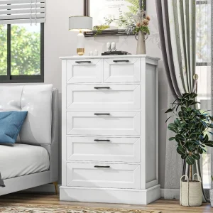 White Dresser with 6 Drawers