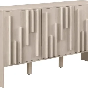 Contemporary Detailed 3-Door Sideboard 55 Inch Ivory Oak