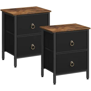 Nightstand Set of 2, 2 Drawer Dresser for Bedroom, Small Night Stand